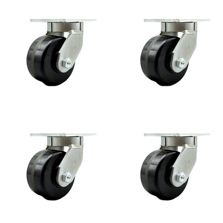 Service Caster 6'' Extra Heavy Duty Phenolic Wheel Swivel Top Plate Caster , 4PK CRAN-SCC-KP92S630-PHR-4